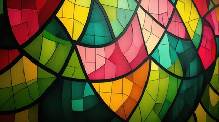 Fototapeta premium Retro shapes with glowing light effects create this vibrant 70s-inspired wallpaper