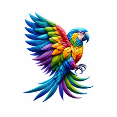 Rainbow Macaw Illustration - Colorful Feathers, Tropical Bird, Vivid Colors, Artistic, Winged
