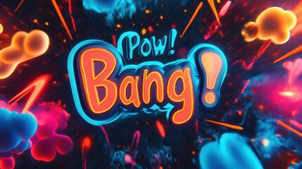 Bold glowing comic shapes with neon colors create this smooth retro wallpaper design