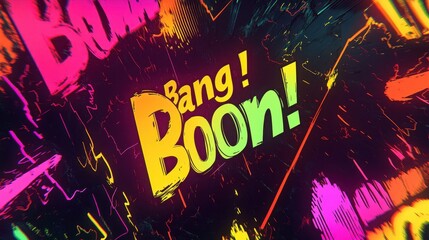 Neon glowing patterns and comic bubbles create this smooth retro wallpaper
