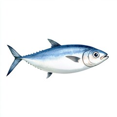 Realistic Illustration of a Blue Fish on a White Background