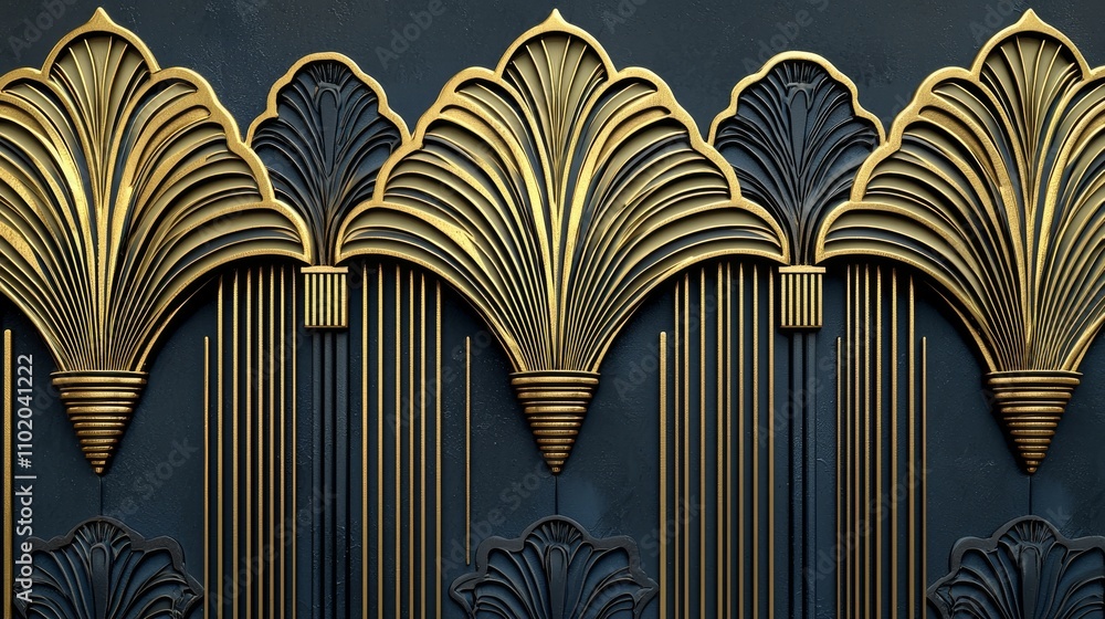 Poster modern golden minimalism geometric elements combined with gatsby-elegant abstract luxury patterns, f