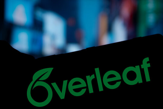 Dhaka, Bangladesh- 26 Nov 2024: Overleaf logo is displayed on smartphone. Overleaf is a cloud-based LaTeX editor for scientific writing and publishing.