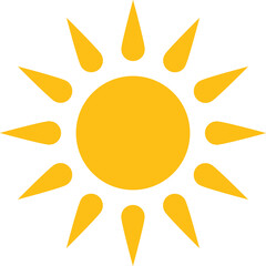 Yellow sun icon with rays extending outward in a symmetrical pattern.
