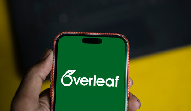 Dhaka, Bangladesh- 26 Nov 2024: Overleaf logo is displayed on smartphone. Overleaf is a cloud-based LaTeX editor for scientific writing and publishing.