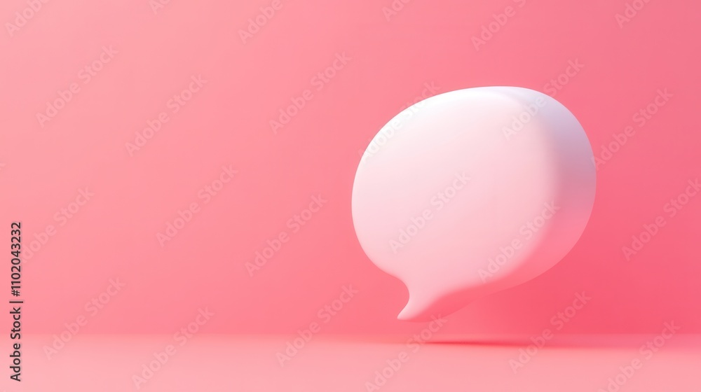 Poster a minimalist speech bubble floats against a soft pink background, symbolizing communication and expr