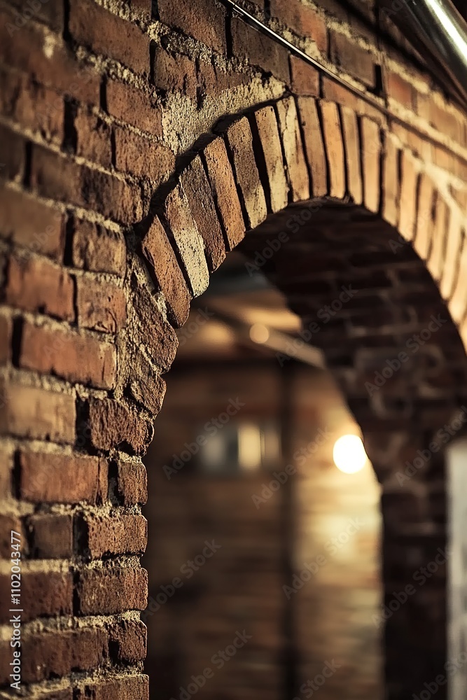 Poster brick archway in warm light, creating depth and texture