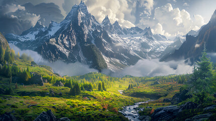 Fototapeta premium Beautiful mountain landscape.