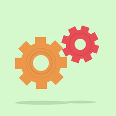  two colored gears on a uniform green background. simvor operation of the mechanism