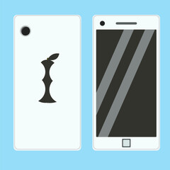 white smartphone with a camera on both sides on a blue background