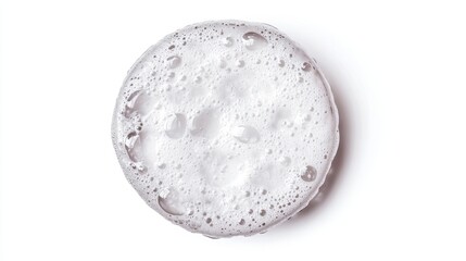 Foam bubble from soap or shampoo for washing isolated on white background from above