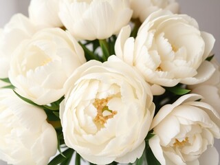 White peony flowers in a wedding bouquet, feminine style, peonies, elegant wedding