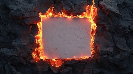 A premium discount flyer template with fire-prone corners, based on a vintage poster element. The paper texture displays flames, isolated on a transparent background.