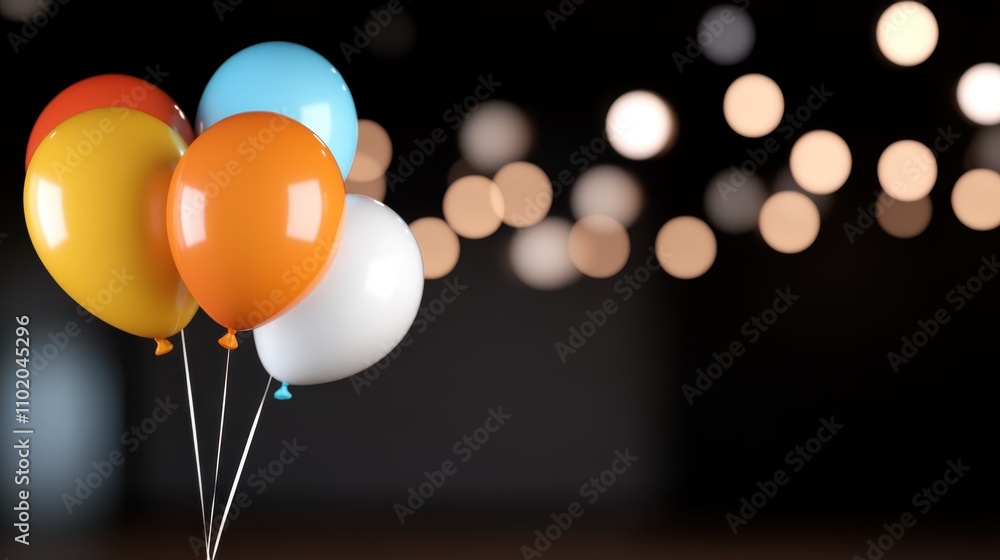 Aufkleber a bunch of colorful balloons with a blurred bokeh effect in the background, creating a cheerful and 