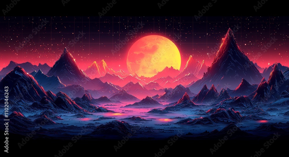 Poster a theme combining retro video games, futuristic design, computer graphics, and sci-fi technology, wi