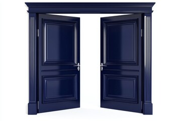 Design elements of open and closed home doors, set against a transparent PNG background.