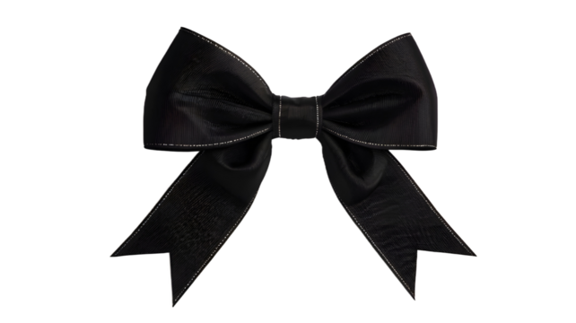 black bow isolated on white, transparent background png