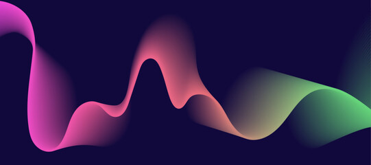 Modern color gradient flowing wave lines. Dark abstract background with glowing wave. Shiny moving lines design element. Futuristic technology concept.