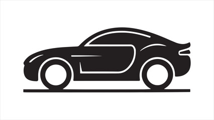 Linear style car icon with transport symbols
