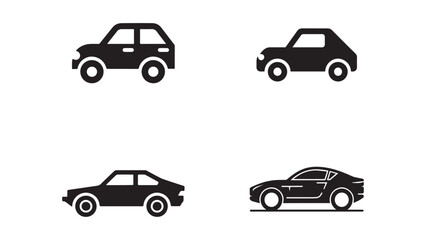 Linear style car icon set with transport symbols in vector illustration.
