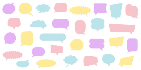 Colorful speech bubbles, text boxes and conversation chats. Communication symbol. Vector illustration