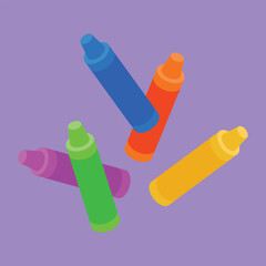 Crayons vector icon. Crayons colors illustration vector. Children Wax Crayons 