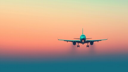 Dawn takeoff aerial photography of a passenger plane