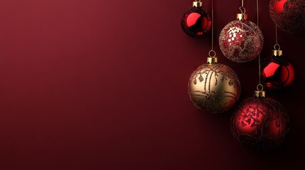 Christmas Card Design Template with Bauble Decoration. Elegant Christmas Greeting Card Concept " ai generator "
