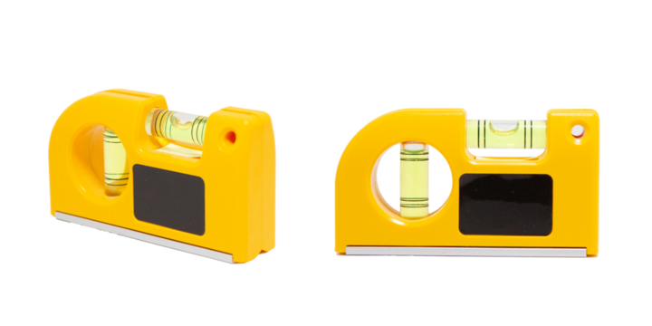 Yellow spirit level tool isolated on transparent background