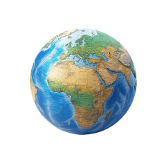 Earth Globe Isolated for Educational Purposes Transparent PNG background.