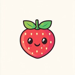 Obraz premium Logo design, a cute red color strawberry character on white background