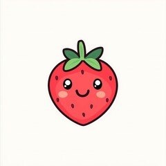 Fototapeta premium Logo design, a cute red color strawberry character on white background