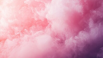 Fototapeta premium Dreamy Pink Smoke: Abstract swirls of white smoke against a soft pink and orange gradient, creating a mesmerizing visual for designs and backgrounds. 