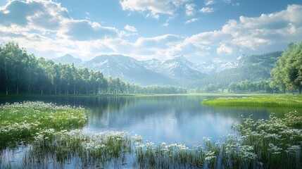 Obraz premium Scenic Nature Landscape with Serenity and Tranquility