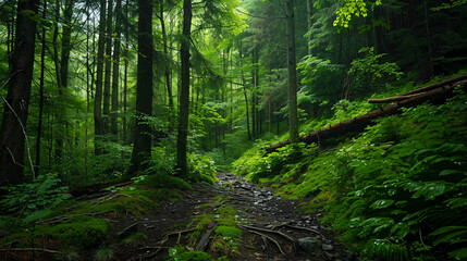 Naklejka premium Beautiful scenery of an amazing wild forest with breathtaking greenery.