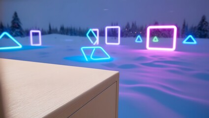 Obraz premium Warm and Festive Wooden Table with Holiday Background