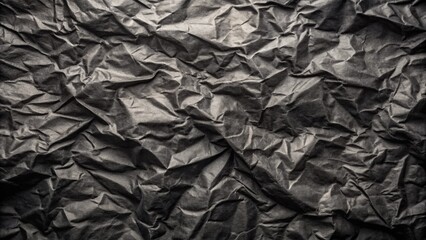 Abstract worn black background resembling crumpled paper, texture, grunge, vintage, distressed, rough, material, backdrop, aged