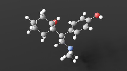 desvenlafaxine molecule 3d, molecular structure, ball and stick model, structural chemical formula antidepressant