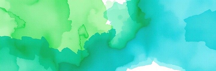 Obraz premium Abstract green and blue watercolor painting with soft brush strokes and vibrant colors, green, texture