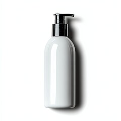 Elegant white cosmetic bottle on a white isolated background.