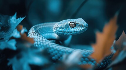 Fototapeta premium Snake sensing heat patterns in the dark, relying on its thermal vision to navigate and hunt. The essence of adaptation and survival in nature.