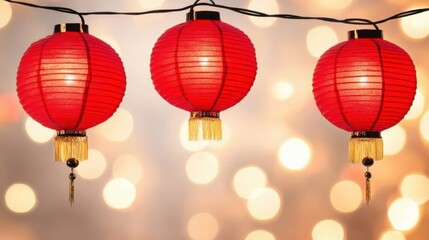 Vibrant Chinese New Year Lanterns Illuminating the Night
