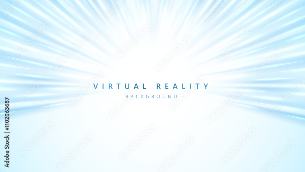 Poster virtual reality vr background with zoom effect. illustration of spreading lines shiny effects for ec