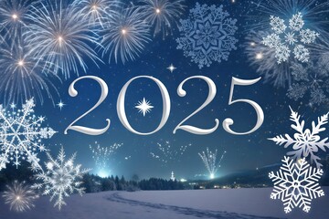 festive wallpaper featuring a Happy New Year 2025 design and merry Christmas.