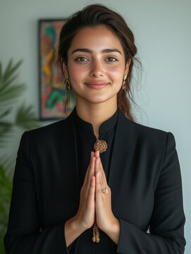 frau bedankt sich beten hanede zusammengefaltet glaubeee religion hinduismus japan indien islam