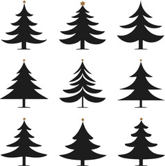 Classic Christmas Tree Silhouettes Bundle Vector Art for Festive Creations.