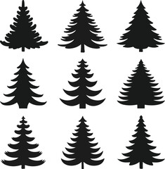 Christmas Tree Silhouettes Vector Pack Elegant and Simple Holiday Icons.