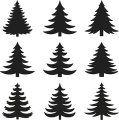 Festive Christmas Tree Silhouettes Vector Pack Creative Holiday Designs.