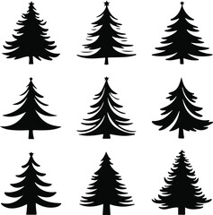 Elegant Christmas Tree Silhouette Vector Bundle Holiday Design Pack.