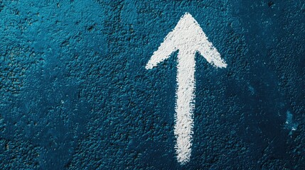 Asphalt road with white arrow roadway. A white arrow and eco-friendly travel symbol painted on asphalt, representing sustainable journey options